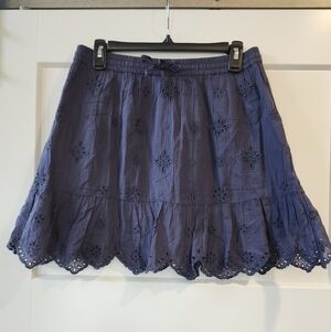 Aerie Eyelet Mini Skirt in Deep Blue